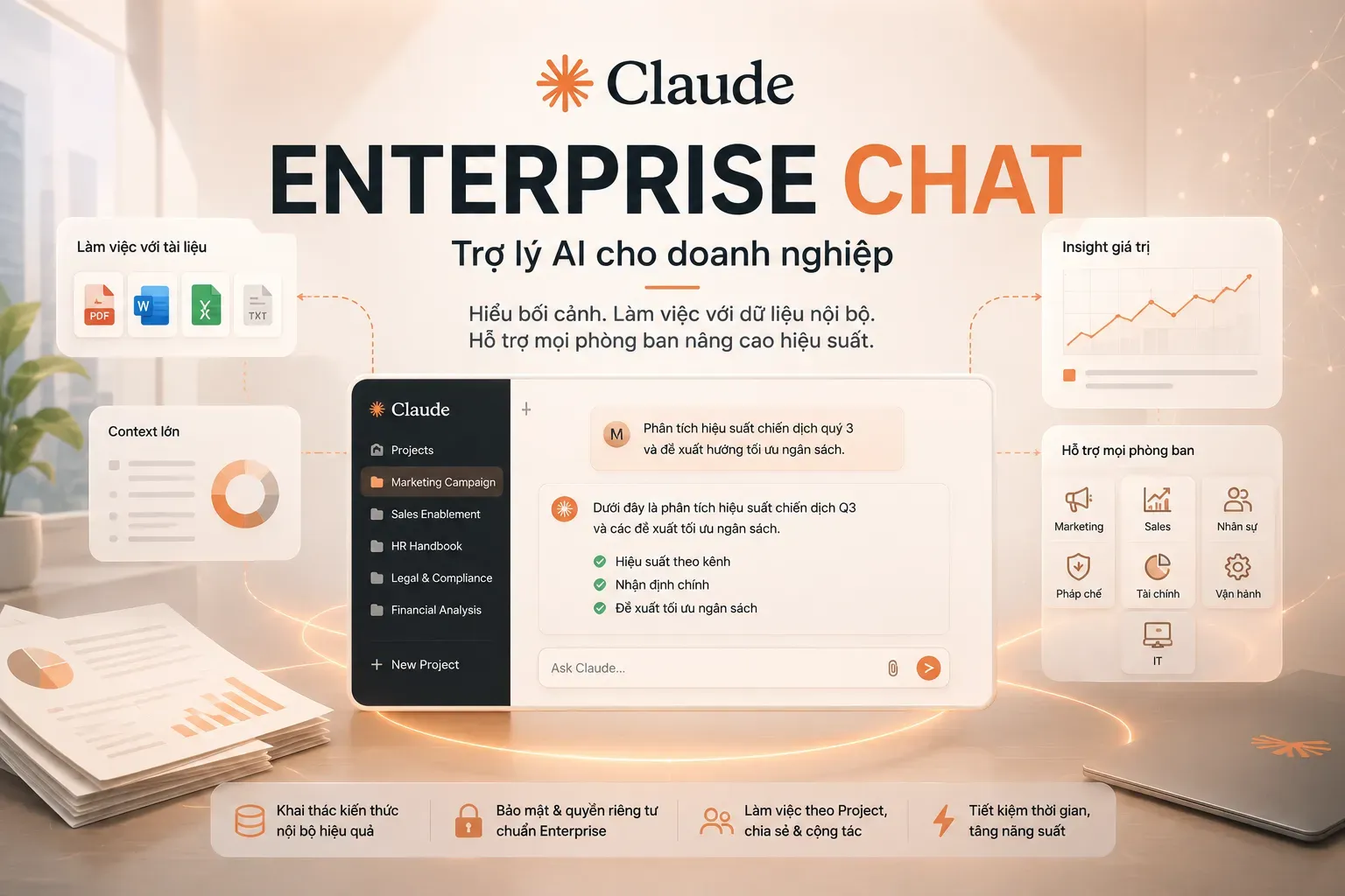 Claude Enterprise Chat là gì? Cách AI hỗ trợ doanh nghiệp làm việc hiệu quả hơn