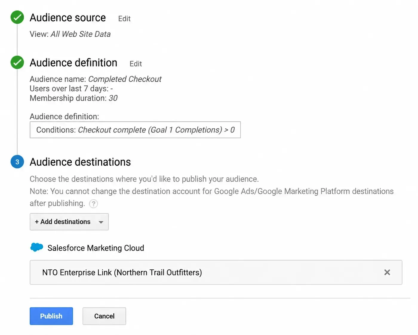 Tạo và chia sẻ audience từ Google Analytics 360 sang Salesforce Marketing Cloud